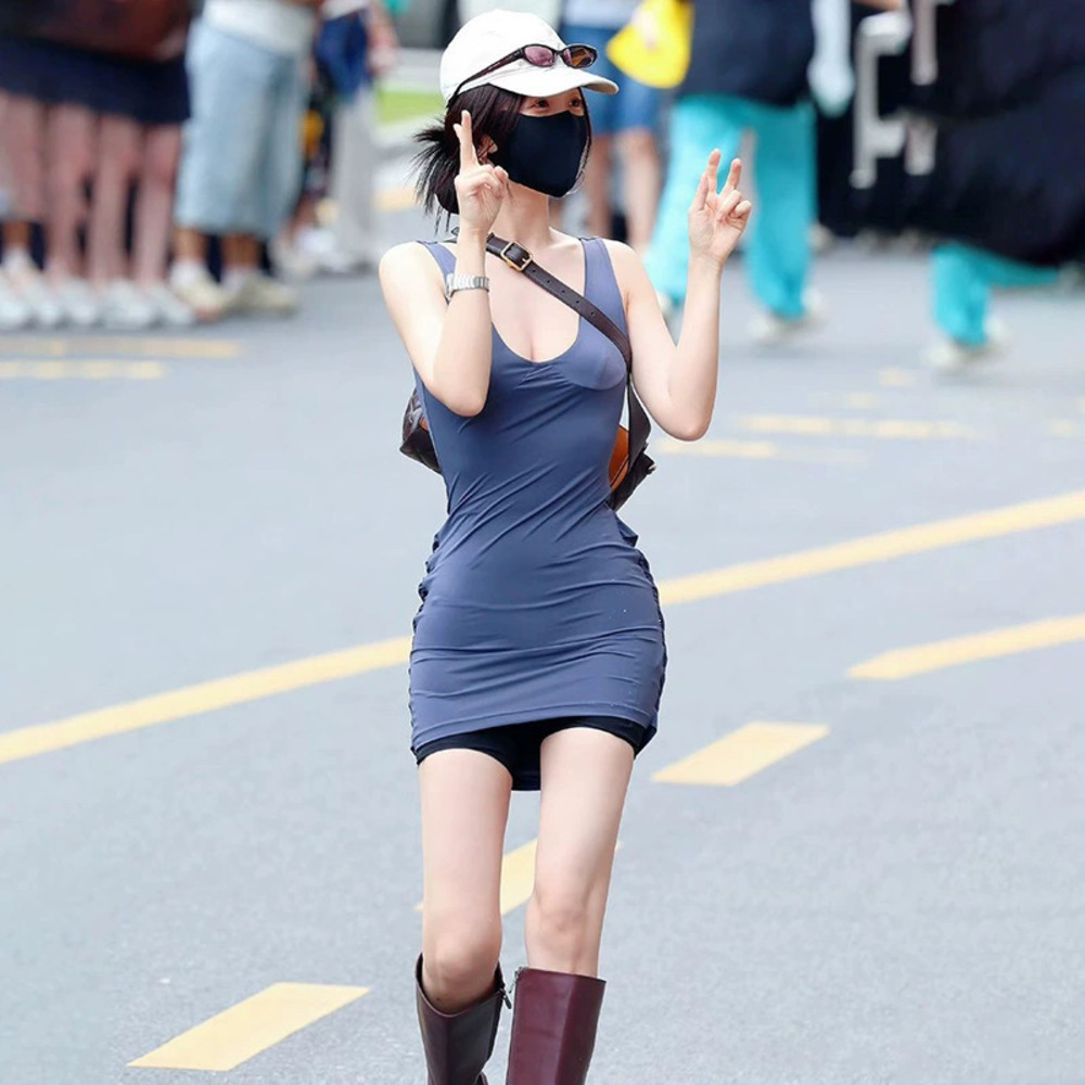 ZARA Autumn Simple Solid Color Bodycon Mini Dress Slimming Sexy